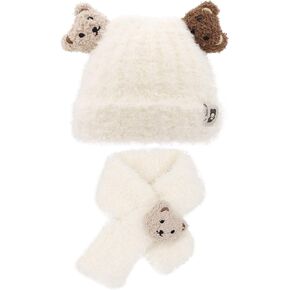 Baby Winter Hat Scarf Set for Ages 1-3, Toddler Beanie Hats Girls Boys with Neck Warmer, Kids Knit Warm for Cold Weather