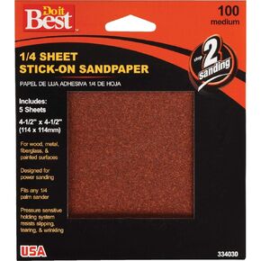 Ali Ind. 334030 Do it Best 1/4 Sheet Stick-On Sanding Sheets 220g