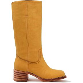 Women's Banana Knee High Boots Wide Calf Chunky Heel Western Boots Square Toe Mid Calf Boots Ladies Comfortable Riding Boots Fall Casual Moto Biker Boots