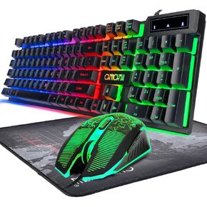 CHONCHOW Gaming Keyboard and Mouse Combo RGB LED Backlit USB Wired Key Board 3200dpi Mice Mechanical Feel Compatible with Xbox one ps5 Windows Laptop Computer(Grey-Black)