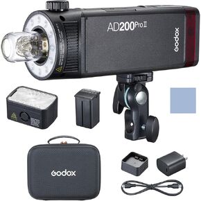 Godox AD200Pro II Pocket Flash Light 200W TTL Auto-Flash 1/8000s HSS 0.01-1.8s Recycle Time with Bi-Color Modeling Light