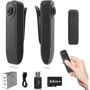 【Upgraded】 Mini Body Camera, Body Cam, 1080P Body Camera with 64GB, Button Camera, Security Camera, Wearable Camera and Portable, Camera Video Recording with Night Vision for Security, Meeting, Work