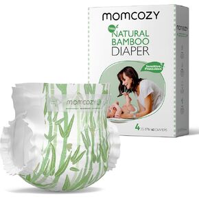 Momcozy Baby Diapers Size 4, Disposable Baby Diapers Bamboo Diapers Hypoallergenic for Sensitive Skin, Infant Diapers, Organic Diapers