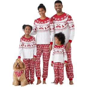 PATPAT Family Matching Christmas Pajamas Sets Long Sleeve Classic Print Pajamas Shirts With Comfy Trousers