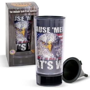 Spit Bud American Eagle The Ultimate Spittoon for Chew - Portable Dip & Snuff Cup with Lid, Pop Tab, Spill-Proof Funnel, Can Cutter & Holder - Fit in Cup Holders - Holds 8oz - Made in USA