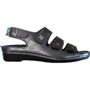 HELLE FASHION * COMFORT WOMEN's THANDIE PEWTER NAPPA 3 HOOK & LOOP SLINGBACK SANDAL