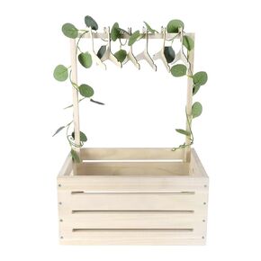 Okydoky Wooden Baby Shower Crate Wardrobe, Baby Gift Basket with Handle, Kids Clothes Hanger and Garland, Baby Storage Basket, Personalized Baby Basket for Pregnant New Parents NO.LPL，Wood1
