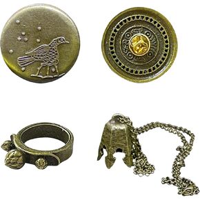 Black Myth: Sun Wu Kong Limited Collection Set, Gift box 4-piece set,1:1 ratio Headband, Chime Necklace, Ring, Crow Needle,Zinc alloy material;Gaming Merch Gift for Gamers & Collectors(burly)