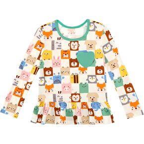 Toddler Girls Shirts-Viscose Made from Bamboo, Long Sleeve Shirt Peplum Tops Ruffle Hem T-Shirt for Girl Blouse