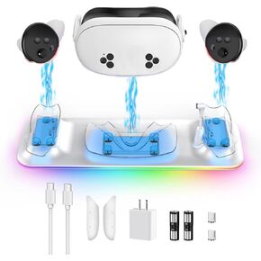 Charging Dock – PD 18W Fast Charging Station for Quest 3S Headset & Controllers | Magnetic Alignment | LED Indicator | Compact Design