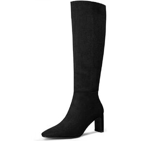 MUCCCUTE Knee High Boots for Women Tall Boots Chunky Heel Square Toe with Side Zipper Pull On Fall Long Boots