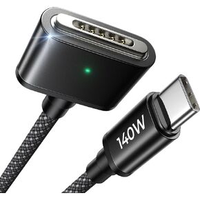 LISEN 140W USB-C Magnetic 3 Cable Fit for MacBook Charger, Nylon Braided 3.3FT Fit for MacBook Air 2023/2022(M2),MacBook Pro 2023(M3,M2,14-16 inch),MacBook Pro Charger Cord (M3)