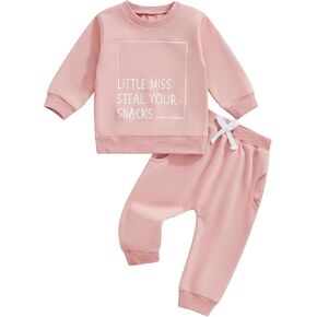 Rtnnsbbfcm Newborn Baby Girl Fall Winter Clothes Long Sleeve Letter Print Crewneck Sweatshirt Top Pants 2Pcs Outfit
