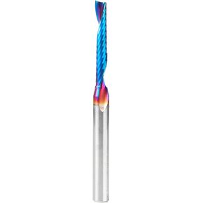 Amana Tool Spektra Coated Solid Carbide CNC Spiral Single O-Flute Router Bit, 51418-K, 3/16 D x 1-1/4 CH x 1/4 SHK x 3 Inch L Up-Cut Mirror Finish