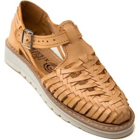 Mexico en la Piel Handmade Leather Sandals for Women - Beige, Breathable Leather with Rubber Sole, Adjustable Ankle Buckle, Comfortable Fit, Sizes 5-10 US