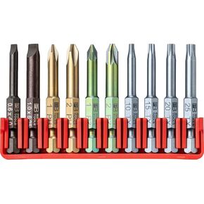 PB Swiss Tools Full BitBlock PB E6.702 with 10 E6 1/4" PrecisionBits | 100% Swiss Made | Bits can be pushed out sideways or upwards