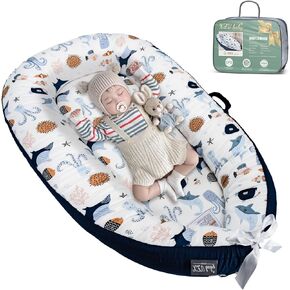 كرسي أطفال لحديثي الولادة، عش محمول، نائم في السرير، كرسي أطفال حديثي الولادة لمدة 0-24 شهرًا قابل للتعديل مصنوع من القطن بنسبة 100%، مقعد أرضي ناعم للأطفال للسفر للأولاد والبنات، هدية أساسية ناعمة للأطفال in Kuwait