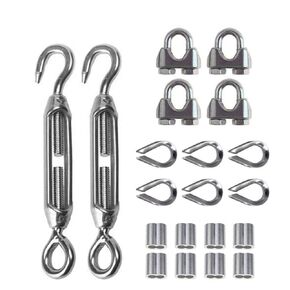 TooTaci Turnbuckles for Cables Wire, Stainless Steel Turnbuckle Kit Heavy Duty, 1/8 Turnbuckle Wire Tensioner Kit with M6 Turnbuckle, Cable Clamps, M6 Screw Eye Hooks, for Wire Rope Cable Tensioner