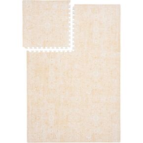 Premium Exercise & Baby Foam Play Mats - Stylish & Large Non-Toxic Odorless Floor Mat - 6 Tiles - Spacious 6ft x 4ft - Peel-Resistant Reinforced - Soft Thick, Waterproof - Light Apricot