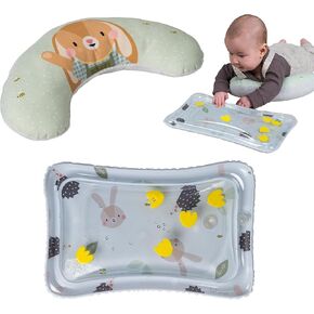 Taf Toys Tummy Time Training Set with Water Mat & Supportive Tummy Time Cushion for Baby Development, Baby Tummy Time Play Mat & Baby Lounge Cushion for Newborn, Infants and Toddlers Tummy Time Toys