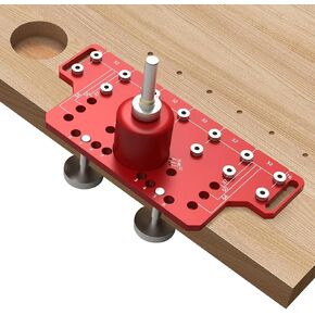 2 in 1 Shelf Pin jig and Hinge Jig, Self-Contained Clamping Function All Metal Shelf Pin Drilling Jig with 7 Drill Bits Shelf Jig and Cabinet Hardware Jig Tool Drill Guide