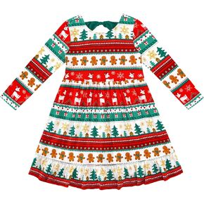 Toddler Girls Dress- Viscose Made from Bamboo, Long Sleeve Playwear with Pockets Little Girl Clothes Casual Dress