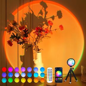 Sunset Lamp Projector with Remote Control, 360 Rotation Sunset Projection Lamp Button Switch & APP Control Lamp for Bedroom, Photography, Party, Tiktok Live, Christmas Gifts in Saudi Arabia