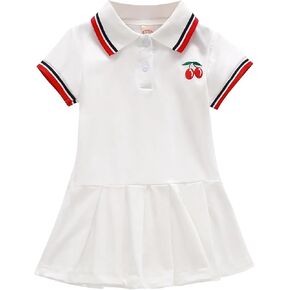SANGTREE Toddler Baby Girls Pleated Polo Dress, 9 Months - 5 Years