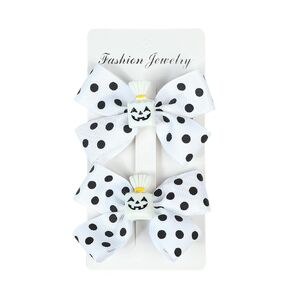 Baby Girl's Lovely Bowknot Hair Clips Halloween Pumpkin Head Witch Hat Swallowtail Bow Duckbill clips (B- Black White)