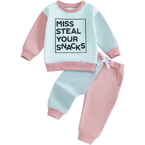 Baby Girl Fall Outfit Set Long Sleeve Letter Print Sweatshirt Pants Toddler Infant Clothes 6 12 18 24 Months 2T 3T