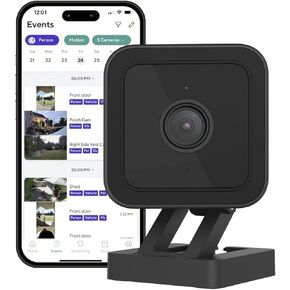 Wyze Cam v3-1080p Plug-in Smart Home Security Camera, Indoor/Outdoor, Color Night Vision, Motion Detection, Two Way Audio, Works with Alexa, Google Assistant, Cloud & SD Card Storage, Wired, Black