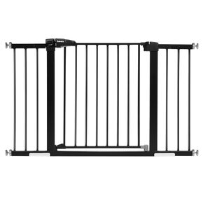 Babelio Metal Baby Gate, 29-48'' Auto Close Easy Install Pet Gate, Extra Wide Walk Thru Child Safety Gate with Door, Pressure Mounted Dog Gate for Doorways & Stairs, with Y Spindle Rods, Black