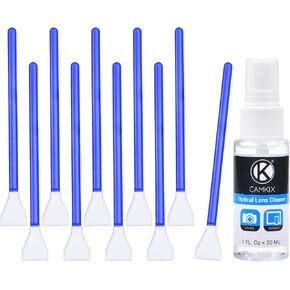 Camkix APS-C Sensor Cleaning Kit Digital Camera Lens Cleaner Kit Compatible with DSLR and Mirrorless Cameras - 10x of 16mm Dry Cleaning Swabs and 1 Bottle of Sensor Optical Lens Cleaner