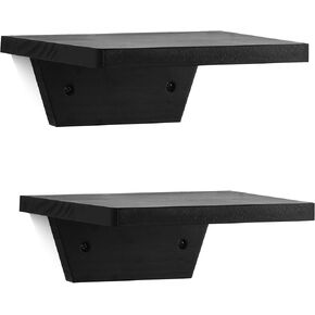 PHOENANCEE Trapezoidal Floating Shelves,Small Shelf for Wall Set of 2,Mini Wood Ledges Display Storage Decor Chic for Living Room,Bedroom,Kitchen,Office Decoration(Black)