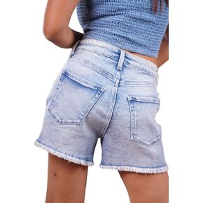 شورت جينز نسائي كاجوال ممزق مرتفع الارتفاع من Apurbo مناسب لـ (الولايات المتحدة، ألفا، متوسط، عادي، عادي، متوسط، أحمر الفراشة)