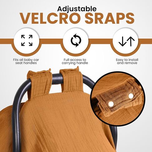 EDEN BLISS Car Seat Baby Cover – 100% Cotton Baby Car Seat Cover – 120x120cm Infant Carseat Covers Baby – Muslin Infant Car Seat Cover for Baby Girl & Boy – Summer Car Seat Cover for Baby (Mustard) in Saudi Arabia