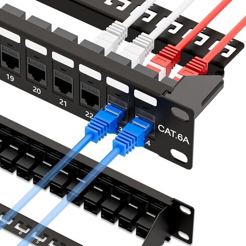 iwillink 10Gbps Cat6A Patch Panel 12 Port, Keystone Patch Panel with Back Bar, Wallmount or Rackmount Ethernet Patch Panel, Compatible with Cat5, Cat5e, Cat6, Cat6A Cabling in Saudi Arabia