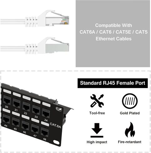 iwillink 10Gbps Cat6A Patch Panel 12 Port, Keystone Patch Panel with Back Bar, Wallmount or Rackmount Ethernet Patch Panel, Compatible with Cat5, Cat5e, Cat6, Cat6A Cabling in Saudi Arabia