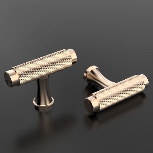 Asidrama 10 Pack Knurled Brushed Satin Nickel Kitchen Cabinet Knobs Dresser Knobs Drawer Knobs Single Hole Cabinet T Bar Pull Handles for Kitchen Wardrobe Cupboard in Kuwait