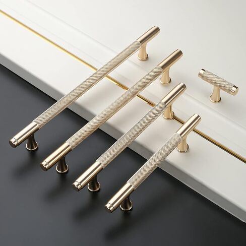 Asidrama 10 Pack Knurled Brushed Satin Nickel Kitchen Cabinet Knobs Dresser Knobs Drawer Knobs Single Hole Cabinet T Bar Pull Handles for Kitchen Wardrobe Cupboard in Kuwait