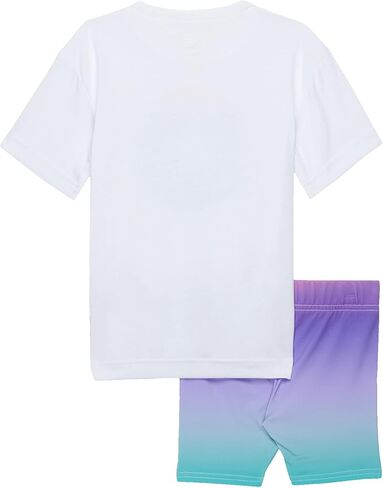 Converse Baby Girl's Glitter Chuck Patch Elongated T-Shirt and Gradient Print Bike Shorts Set (Toddler) White 2 Toddler in Saudi Arabia