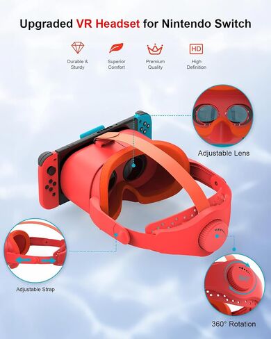 سماعة رأس VR مطورة لجهاز Nintendo Switch & Switch OLED Model، تبديل نظارات الواقع الافتراضي مع عدسة قابلة للتعديل وحزام النخبة قابل للتعديل، ملحقات نظارات Labo VR Kit ثلاثية الأبعاد لتجربة ألعاب الواقع الافتراضي in Saudi Arabia