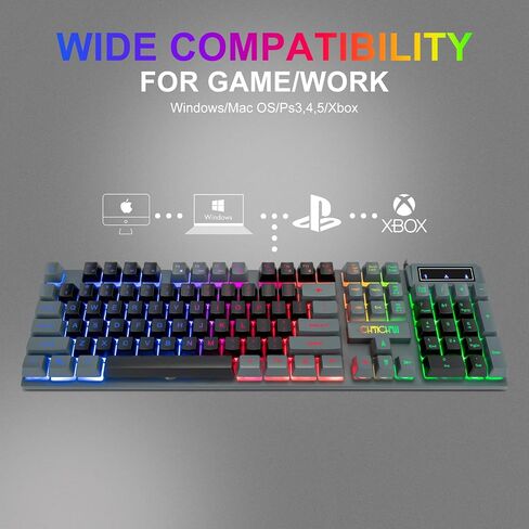 CHONCHOW Gaming Keyboard and Mouse Combo RGB LED Backlit USB Wired Key Board 3200dpi Mice Mechanical Feel Compatible with Xbox one ps5 Windows Laptop Computer(Grey-Black) in Kuwait