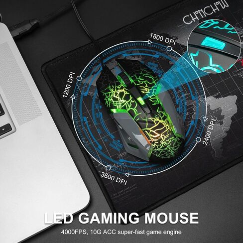 CHONCHOW Gaming Keyboard and Mouse Combo RGB LED Backlit USB Wired Key Board 3200dpi Mice Mechanical Feel Compatible with Xbox one ps5 Windows Laptop Computer(Grey-Black) in Kuwait