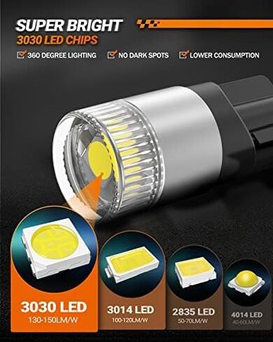 SEALIGHT 194 T10 LED Light Bulb 6000K White, 1000% Brightness W5W 168 2825 Car Interior Light Bulb Replacement for License Plate Light, Dome Light, Map Light, Courtesy Light, Pack of 2 in Saudi Arabia