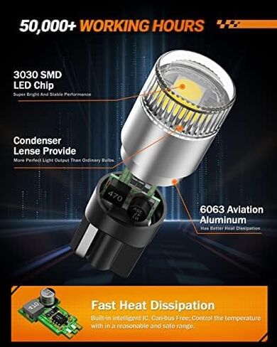 SEALIGHT 194 T10 LED Light Bulb 6000K White, 1000% Brightness W5W 168 2825 Car Interior Light Bulb Replacement for License Plate Light, Dome Light, Map Light, Courtesy Light, Pack of 2 in Saudi Arabia