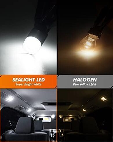 SEALIGHT 194 T10 LED Light Bulb 6000K White, 1000% Brightness W5W 168 2825 Car Interior Light Bulb Replacement for License Plate Light, Dome Light, Map Light, Courtesy Light, Pack of 2 in Saudi Arabia