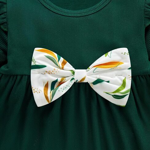 Weixinbuy Toddler Baby Girl Clothes Long Sleeve Ruffle Ribbed Tops Floral Pants with Headband Baby Fall Winter Outfits 12M-5T in Kuwait