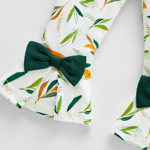 Weixinbuy Toddler Baby Girl Clothes Long Sleeve Ruffle Ribbed Tops Floral Pants with Headband Baby Fall Winter Outfits 12M-5T in Kuwait