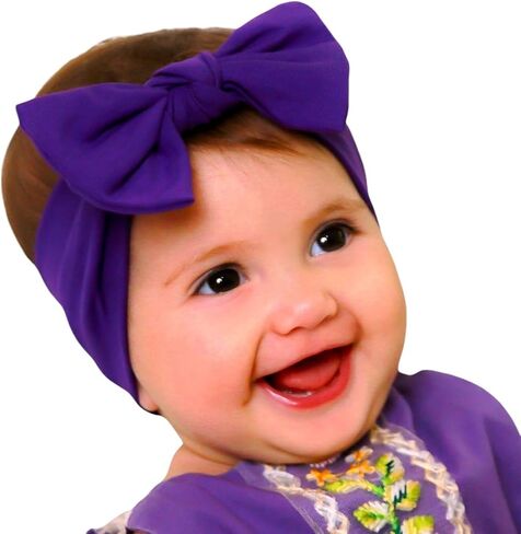 Baby Girl Headbands 0–6 Months – Newborn Infant Soft Cotton Handmade Bow Headband, Stretchy No Mark Baby Hair Accessories (Soft White, 0-6 Month) in Saudi Arabia